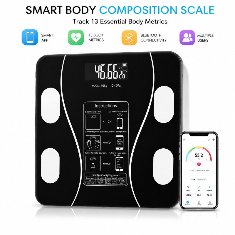 Body Fat Scale Smart - Bilancia Intelligente Bluetooth per Grasso Corporeo,