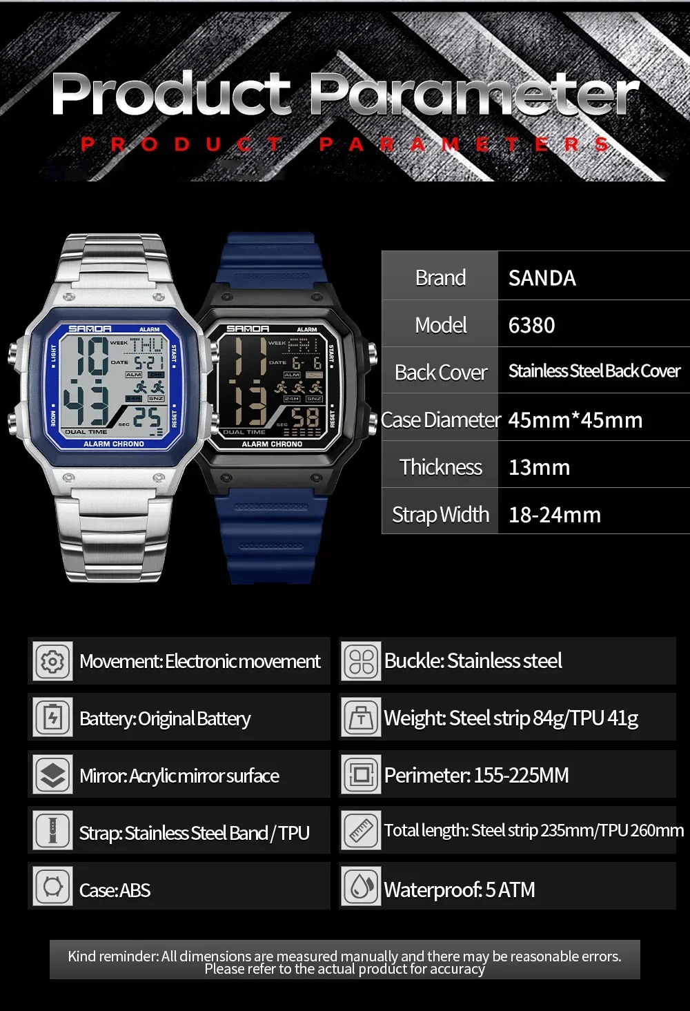 SANDA 6380 Orologi Elettronici - Electronics Gadgets For Men recensione e prezzo
